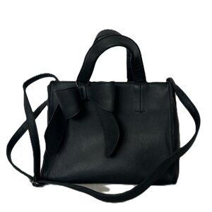 Very Soft Vegan Leather Handbag With Cute Bow and Removable Crossbody Strap
